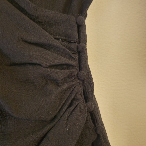 Intimately Free People Black Side Ruched Wrap Mini  Dress - Women Size M - Picture 3 of 8